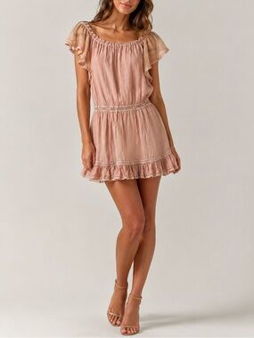 Sunday Saint-Tropez Astra Linen Mini Dress One Size Beige Boho Chic Beach